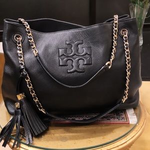 Tory Burch chain shoulder leather slouchy tote
